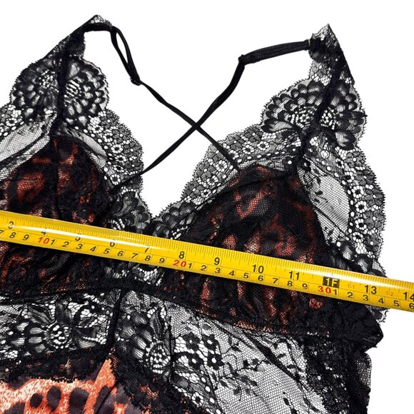 NWT Frederick's of Hollywood Leopard Print Satin Lace Cami Short Set SZ S Sexy - Picture 6 of 12